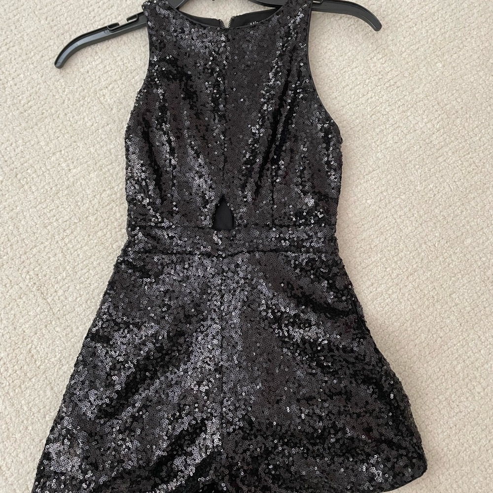 Miss behave girls size 10 black Sequins Romper worn 2 times